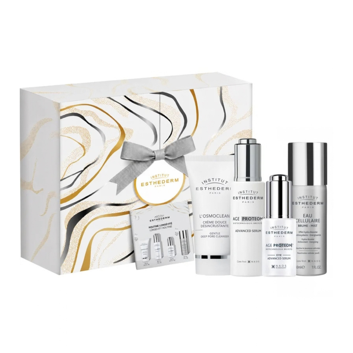 Coffret de Noël Institut Esthederm Age Proteom avec deux sérums, Crème Douce Désincrustante et Brume Eau Cellulaire