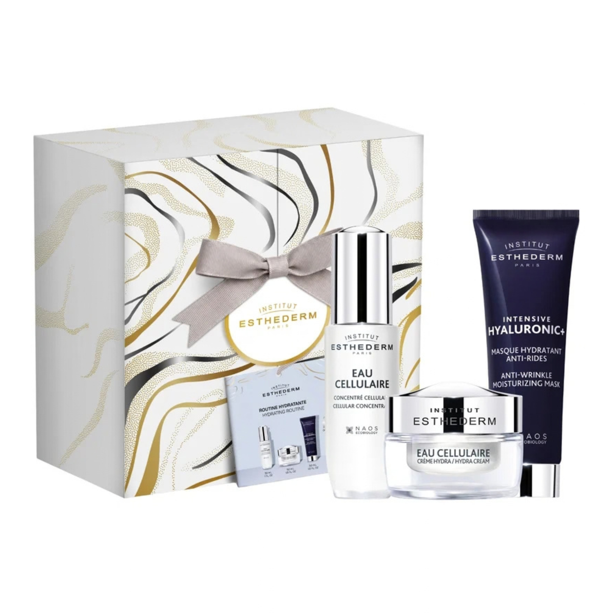 Coffret de Noël Institut Esthederm Eau Cellulaire avec concentré, crème et masque Hyaluronic+