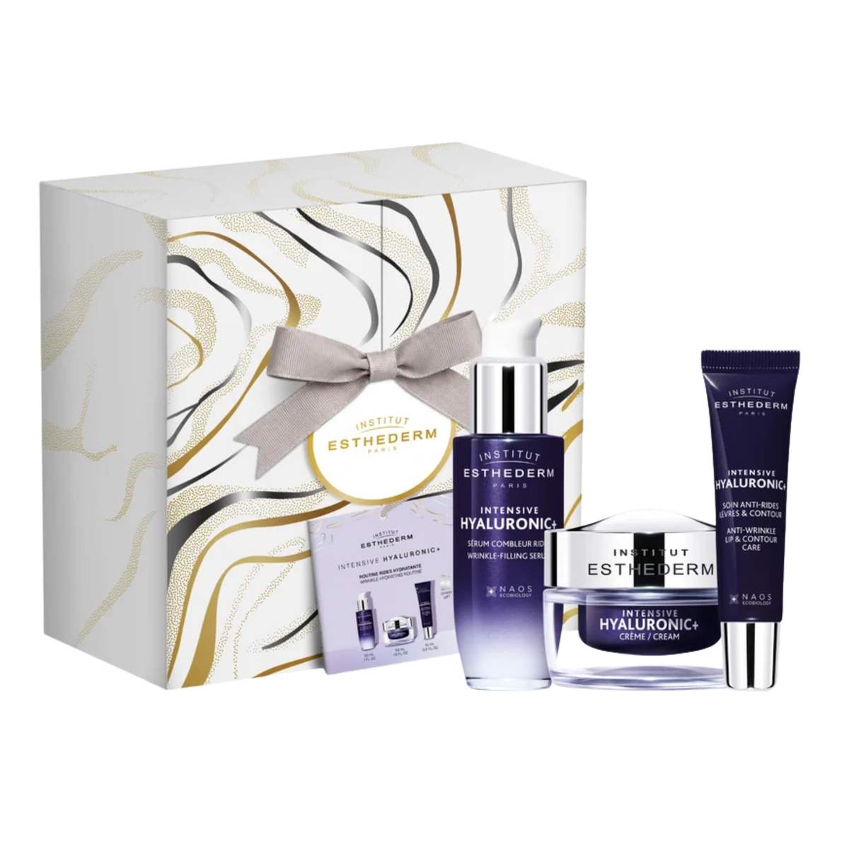 Coffret de Noël Institut Esthederm Hyaluronic+ avec sérum, crème et soin lèvres et contour